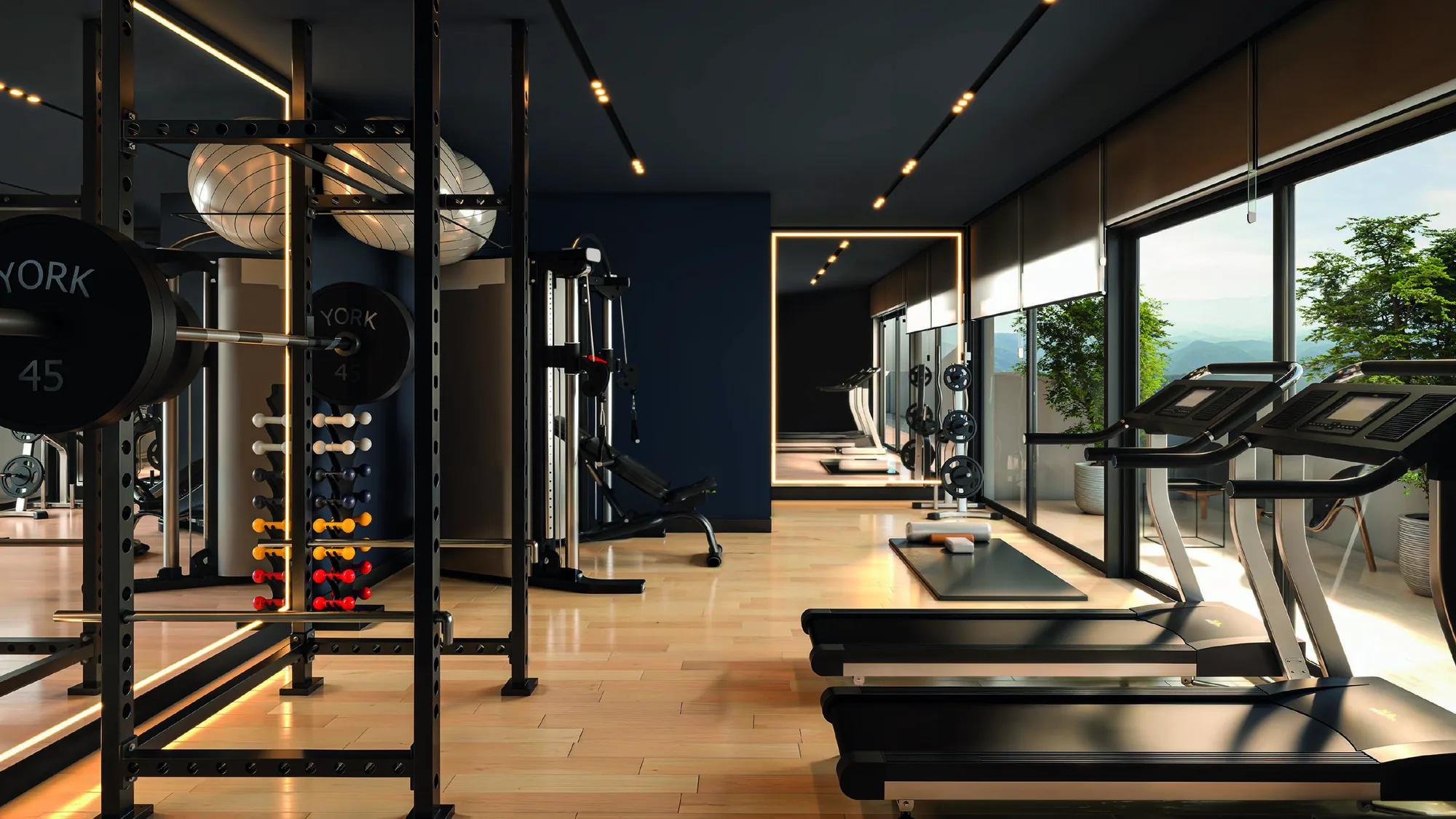 Espaço fitness equipado