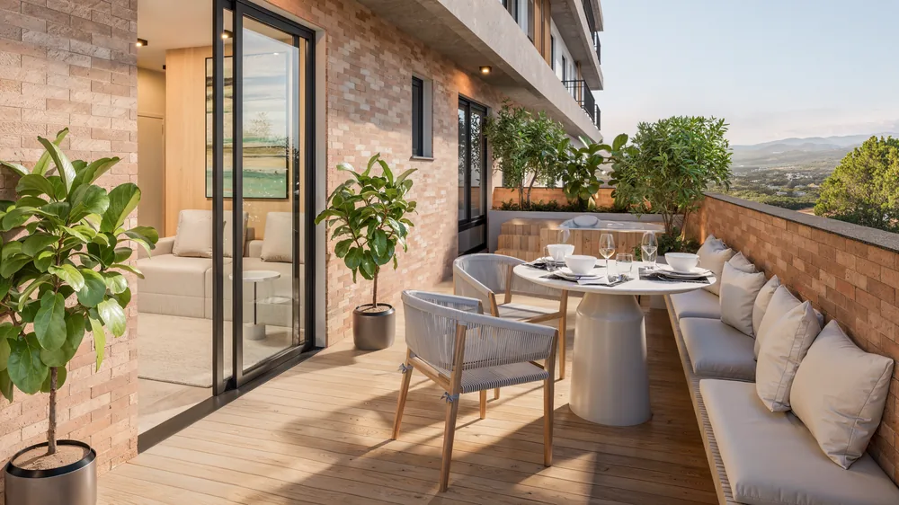Interior de unidade garden, com saída para o terraço privativo